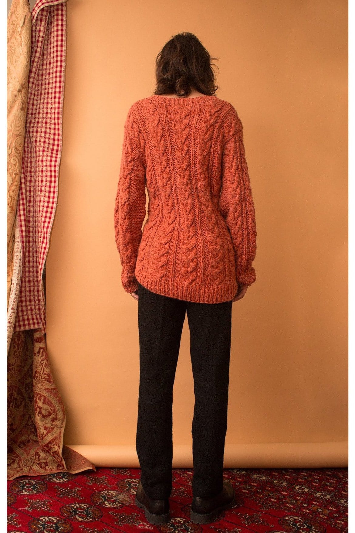 Lavanya Coodly Sweaters - MAN Lavanya Coodly Men's Marc Merino Wool Cable Knit Sweater in Orange, Black, Light Blue, Indigo, or White