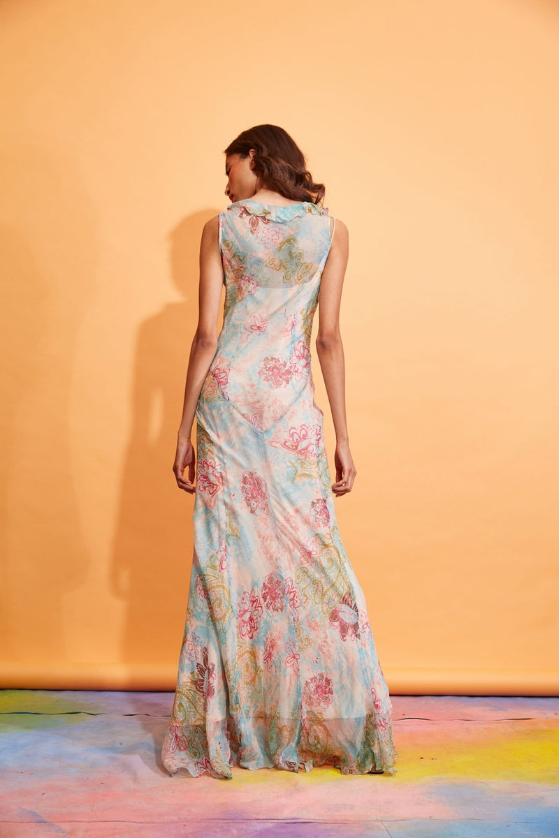 Lavanya Coodly Women - Apparel - Dresses - Cocktail Lavanya Coodly Annabelle Silk Chiffon Maxi Dress in Multicolor Print