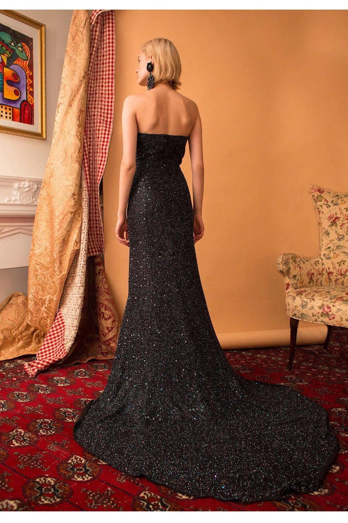Lavanya Coodly Women - Apparel - Dresses - Cocktail Lavanya Coodly Bernadette Black Strapless Beaded Gown