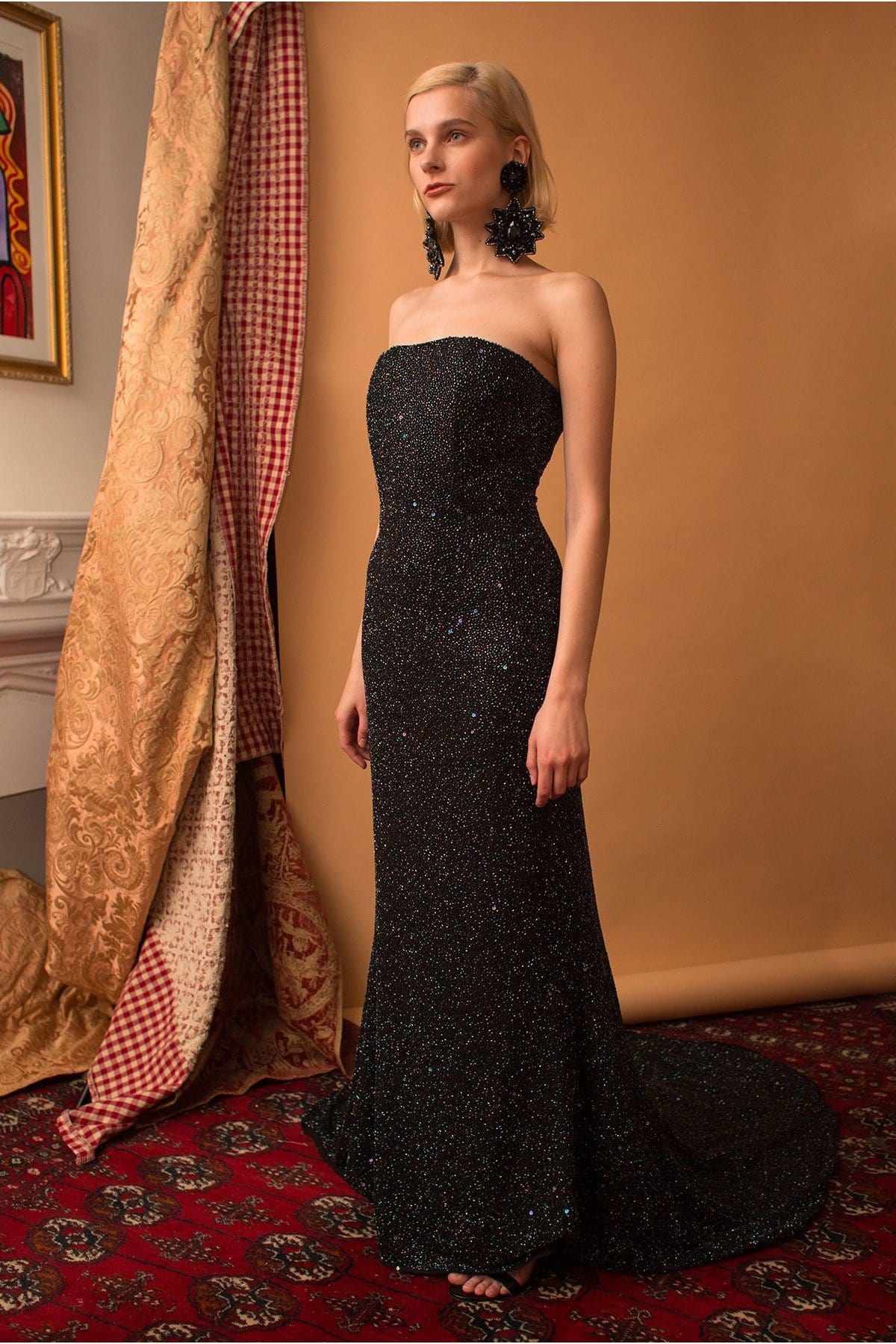 Lavanya Coodly Women - Apparel - Dresses - Cocktail XS / Black Lavanya Coodly Bernadette Black Strapless Beaded Gown