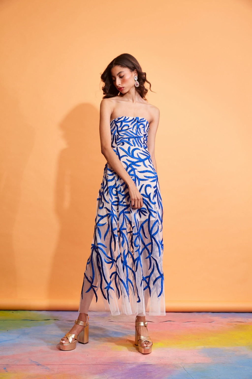 Lavanya Coodly Women - Apparel - Dresses - Cocktail XS / Blue Lavanya Coodly Women's Courtney Strapless Tulle Ankle Length Blue Dress