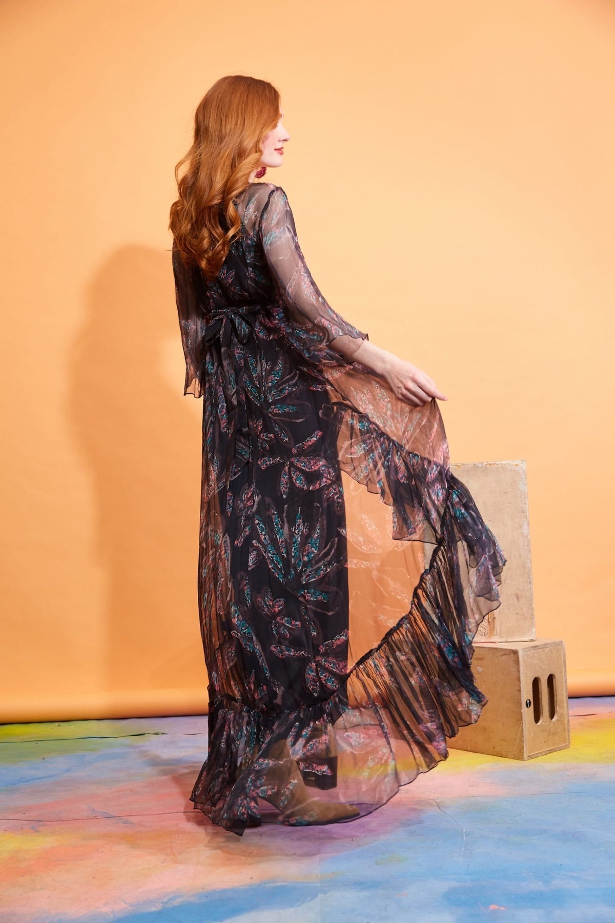 Lavanya Coodly Women - Apparel - Dresses - Maxi Lavanya Coodly Agatha Silk Chiffon Wrap Dress with High-Low Hemline