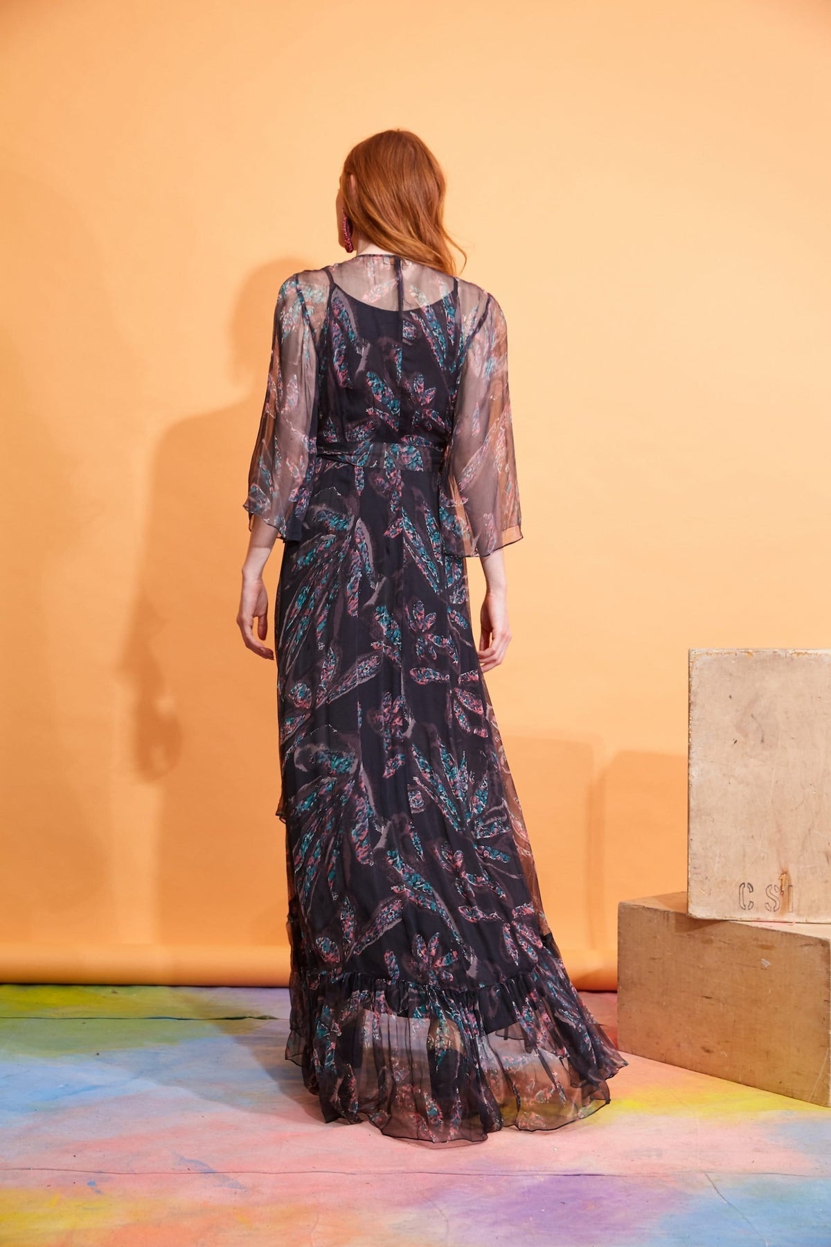 Lavanya Coodly Women - Apparel - Dresses - Maxi Lavanya Coodly Agatha Silk Chiffon Wrap Dress with High-Low Hemline