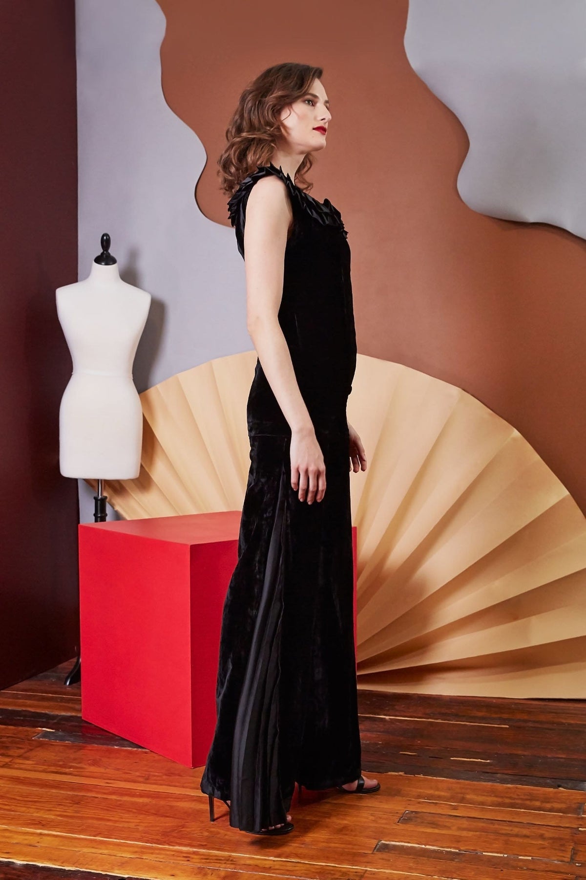 Lavanya Coodly Women - Apparel - Shirts - Blouses Lavanya Coodly Angeline Black Silk Velvet Sleeveless Top with Round Neckline
