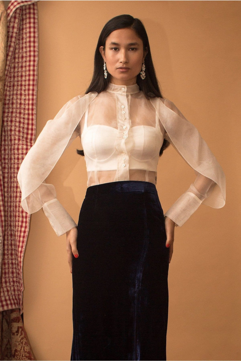 Lavanya Coodly XS / Cream Lavanya Coodly Leona Women's Cream Silk Organza Sheer Wing Sleeved Blouse
