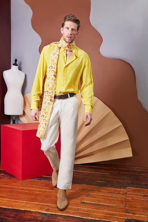 Lavanya Coodly XS / Yellow Lavanya Coodly Men's Fleming Shirt in Canary Yellow Silk