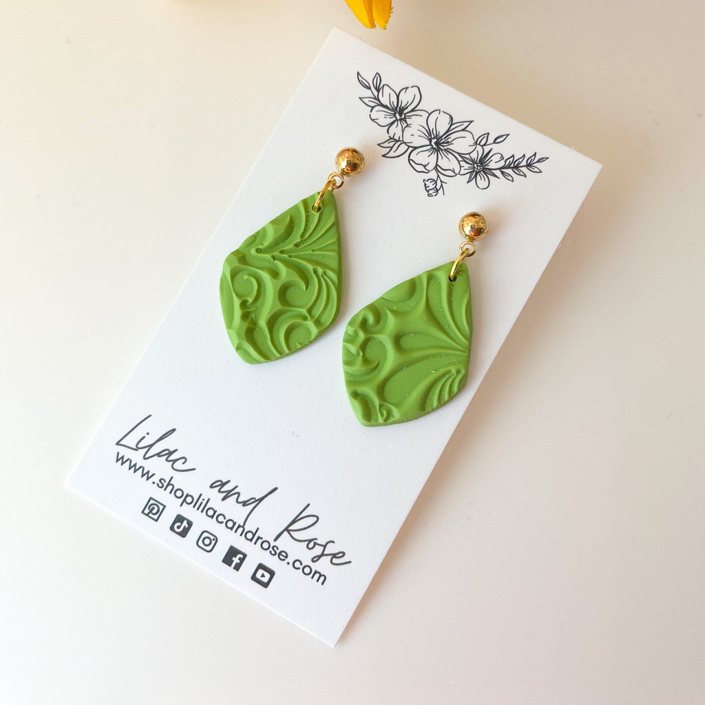 Lilac and Rose Lilac and Rose Green Textured Lucy Earrings