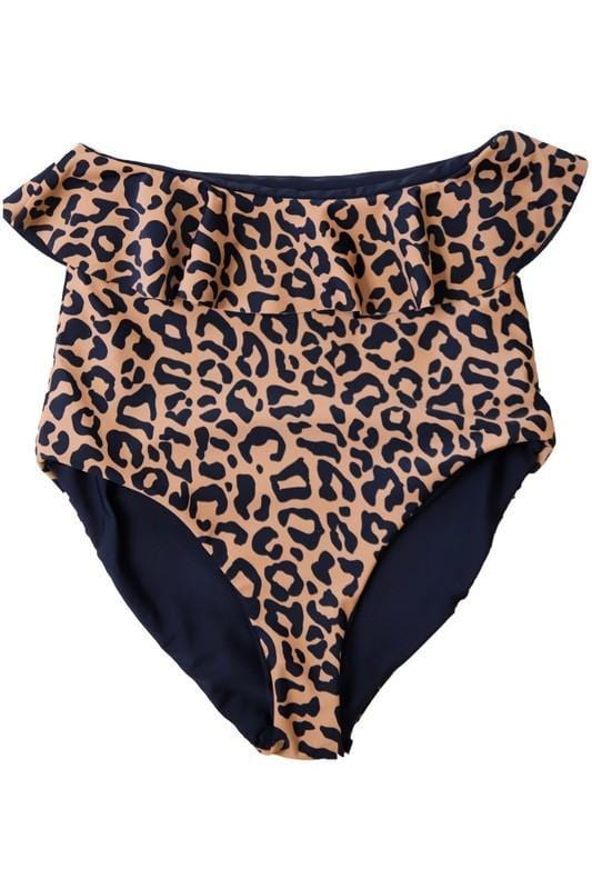 Living Free Beauty Women's Fashion - Women's Clothing Black Leopard Reversible Peplum Ultra High Bottoms