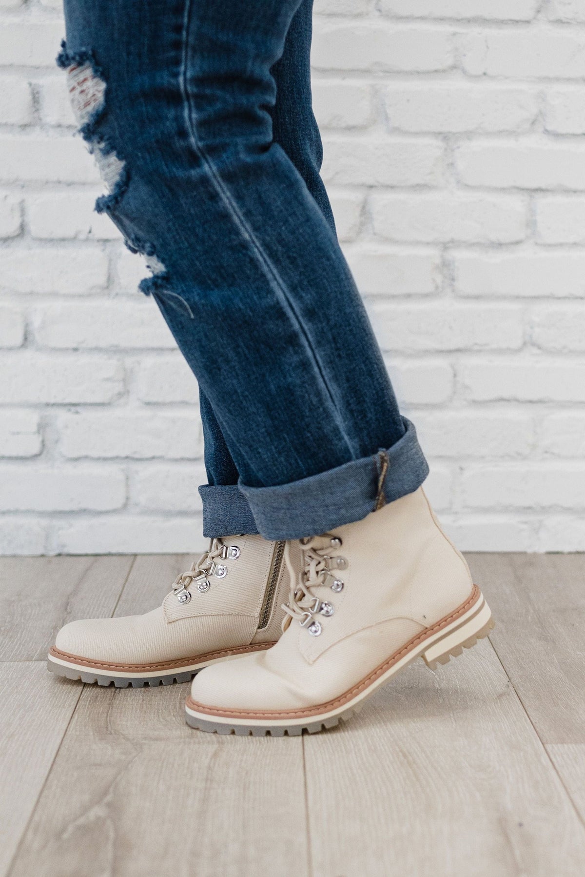Living Free Beauty Women's Fashion - Women's Shoes - Women's Boots Camilla Beige Military Boot | LFB