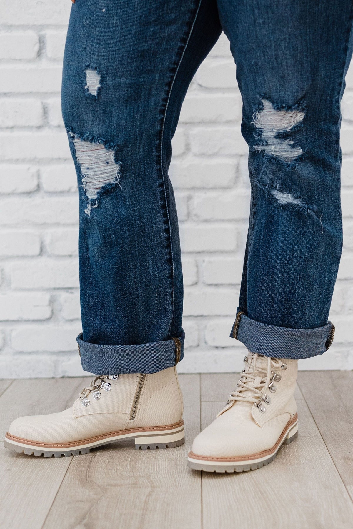 Living Free Beauty Women's Fashion - Women's Shoes - Women's Boots Camilla Beige Military Boot | LFB