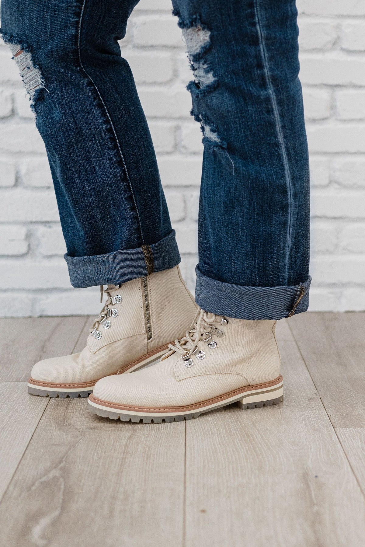 Living Free Beauty Women's Fashion - Women's Shoes - Women's Boots Camilla Beige Military Boot | LFB