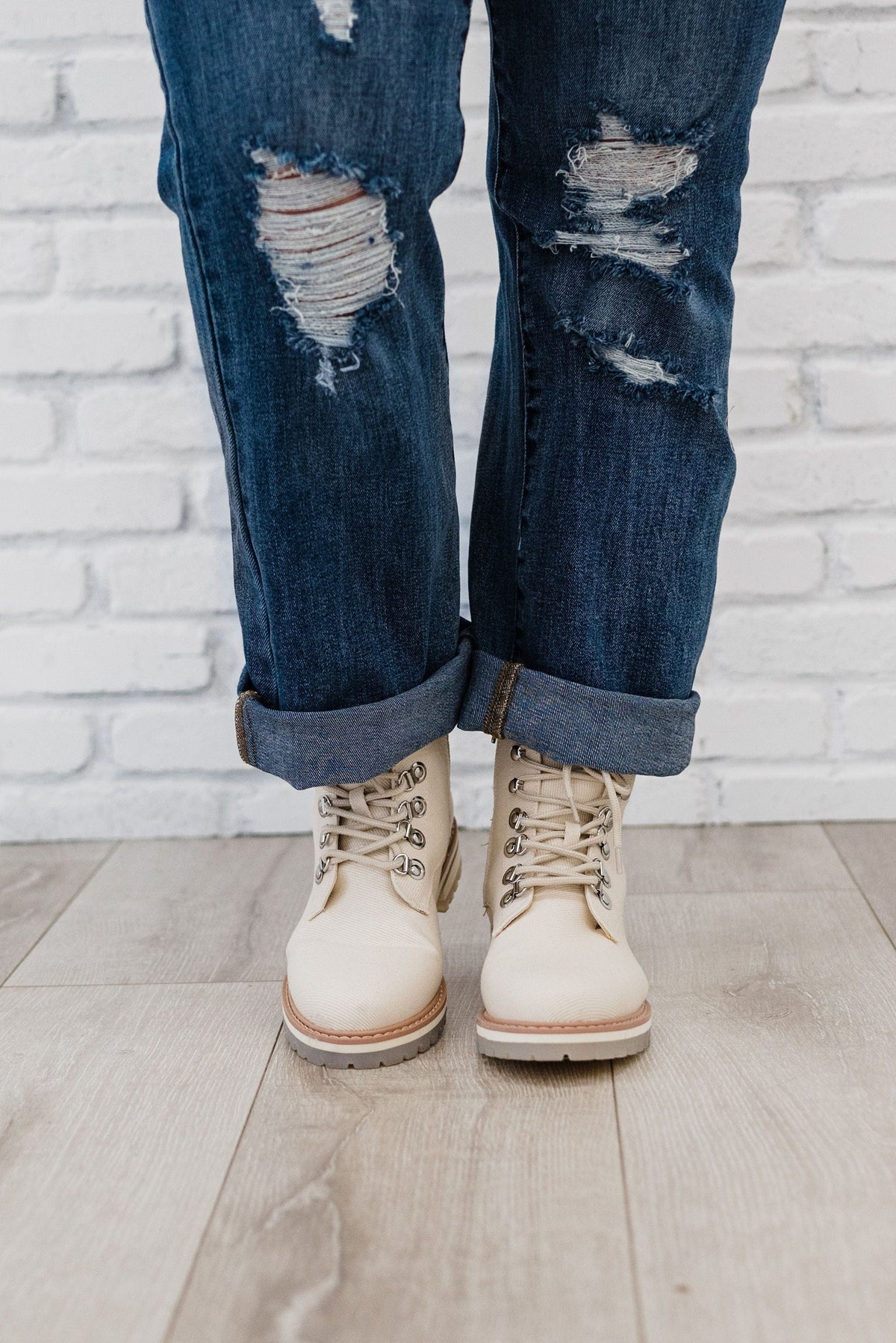 Living Free Beauty Women's Fashion - Women's Shoes - Women's Boots Camilla Beige Military Boot | LFB