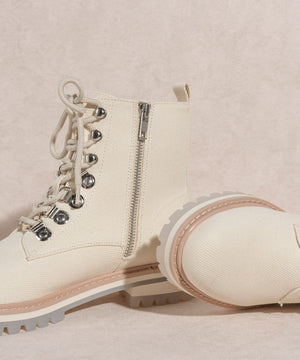 Living Free Beauty Women's Fashion - Women's Shoes - Women's Boots Camilla Beige Military Boot | LFB