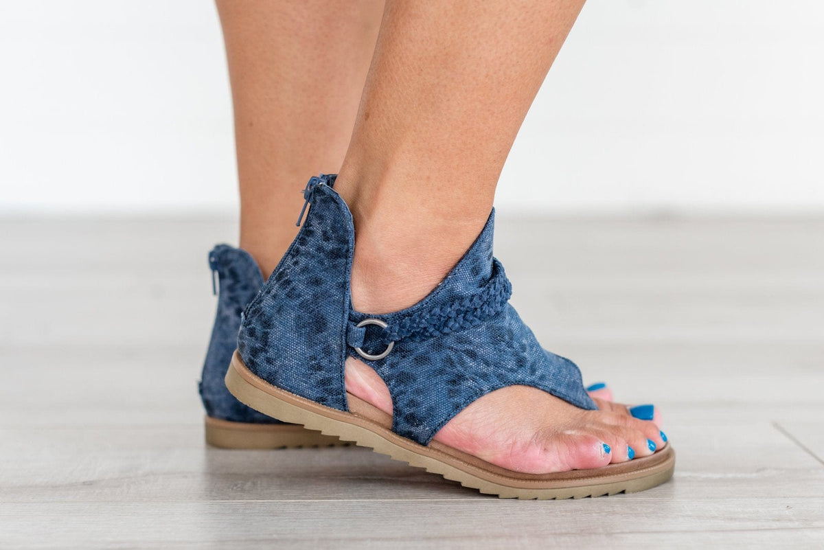 Living Free Beauty Women's Fashion - Women's Shoes - Women's Sandals Sariah Leopard Print Sandals -Blue