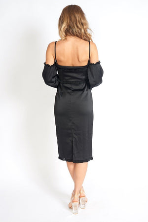 M.USE Apparel & Accessories > Clothing > Dresses M.USE Night At The Museum Black Satin Dress