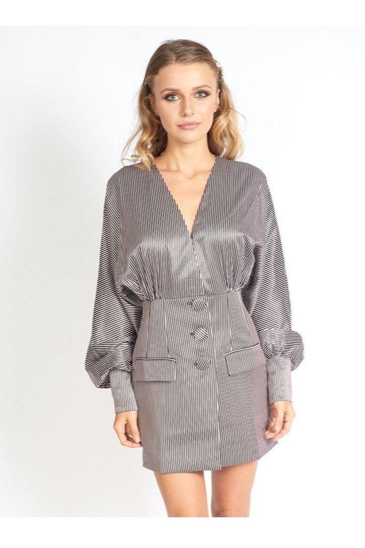 M.USE Apparel & Accessories > Clothing > Dresses M.USE Stripe to Wine Tasting Blazer Dress