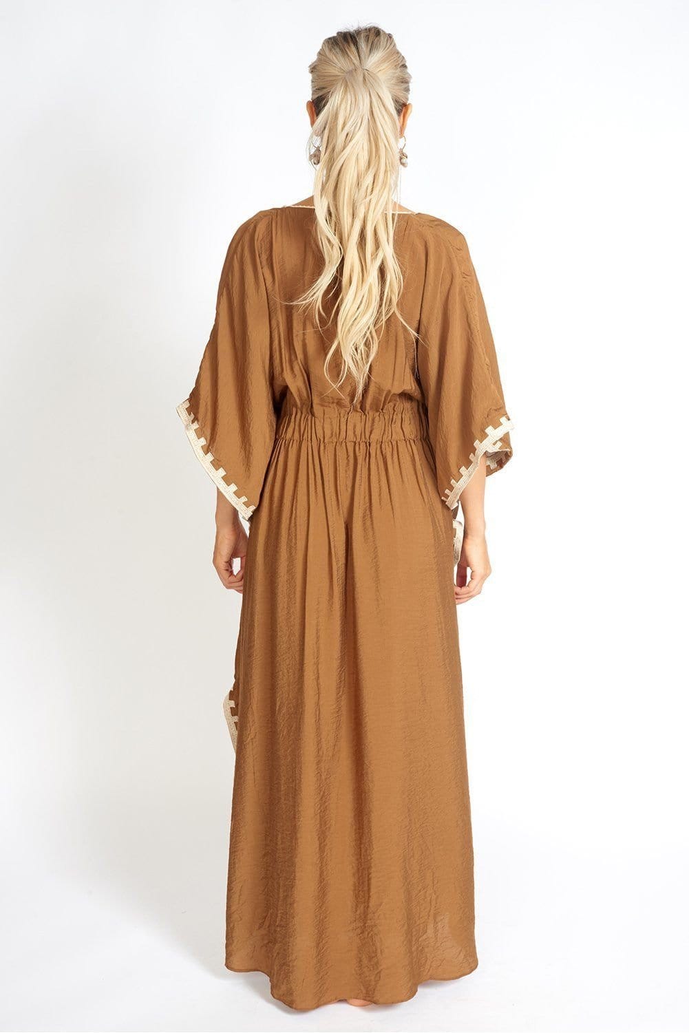 M.USE Apparel & Accessories > Clothing > Outerwear > Coats & Jackets M.USE Tulum Beach Beaded Linen Poncho