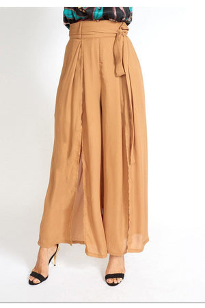 M.USE Apparel & Accessories > Clothing > Pants L / Brown M.USE Alessandra Wide Leg Slit Pants