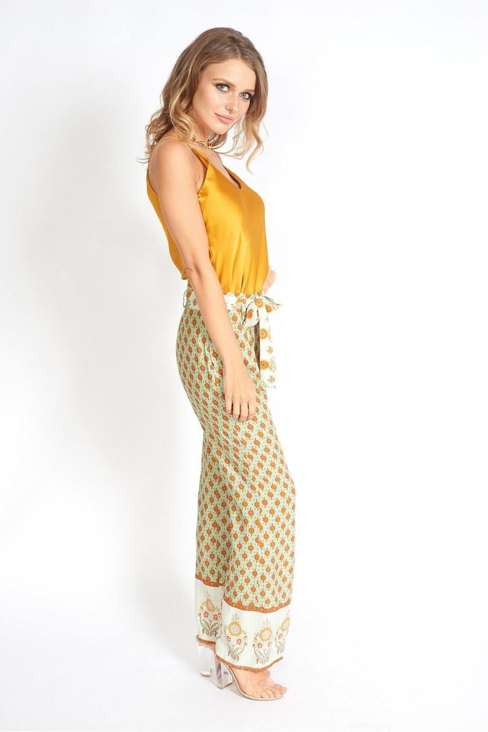 M.USE Apparel & Accessories > Clothing > Pants M.USE Valeria Floral Bohemian High Waist Cotton Pants