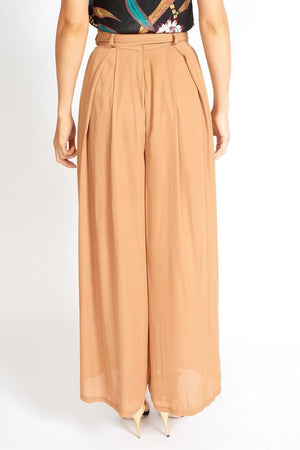M.USE Apparel & Accessories > Clothing > Pants S / Brown M.USE Alessandra Wide Leg Slit Pants