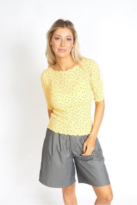 M.USE Apparel & Accessories > Clothing > Shirts & Tops One Size / Lemon Yellow M.USE So Sweet Frill Polka Dots Top