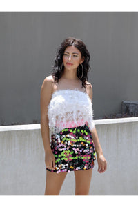 M.USE Apparel & Accessories > Clothing > Shirts & Tops One Size / White M.USE City Lights Sequin Top