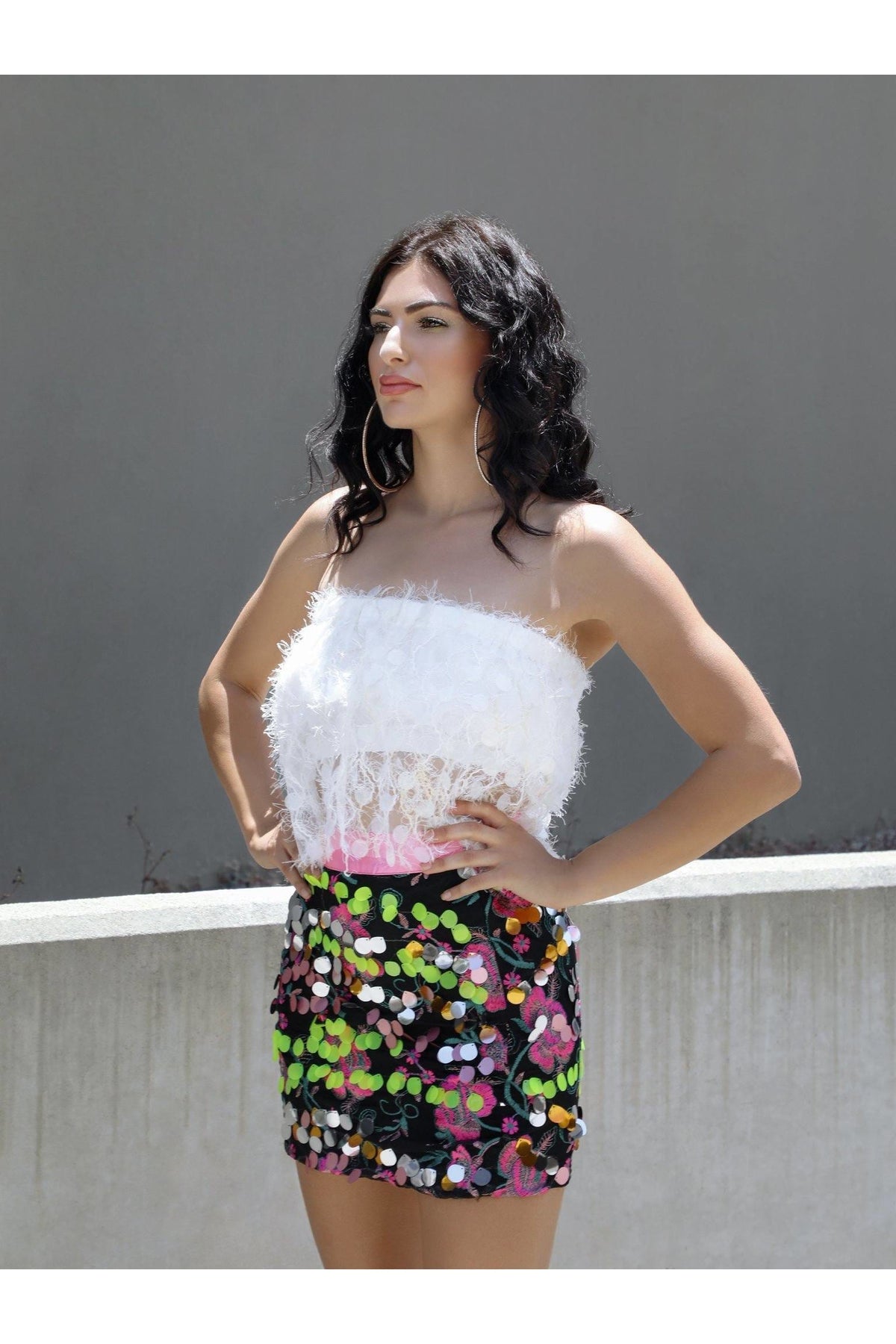 M.USE Apparel & Accessories > Clothing > Shirts & Tops One Size / White M.USE City Lights Sequin Top