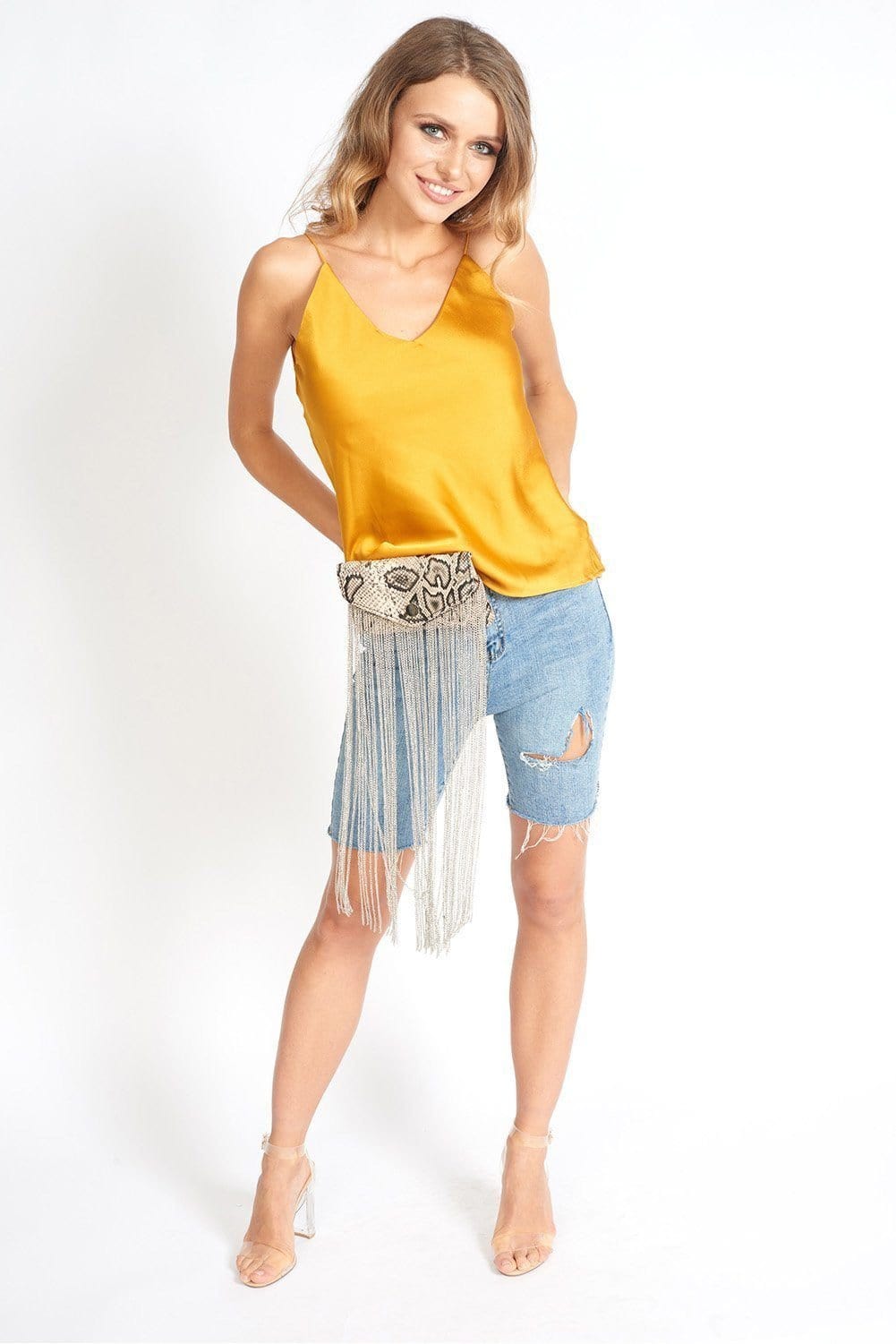 M.USE Apparel & Accessories > Clothing > Shorts M.USE Denim High Waisted Bermuda Shorts