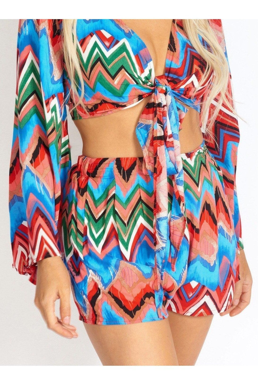 M.USE Apparel & Accessories > Clothing > Shorts M.USE Rainbow Waves Bohemian Cloth Shorts
