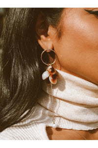 M.USE Apparel & Accessories > Jewelry > Earrings One Size / Brown and Gold and Pearl M.USE Look and Dangle Tortoiseshell Earrings