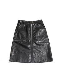 M.USE Clothing S / Black M•USE Women's Faux Leather Zip Up Pencil Skirt in Bordeaux of Black