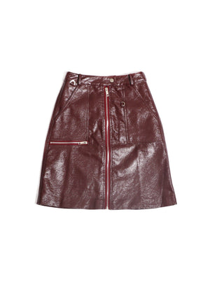 M.USE Clothing S / Burgundy M•USE Women's Faux Leather Zip Up Pencil Skirt in Bordeaux of Black