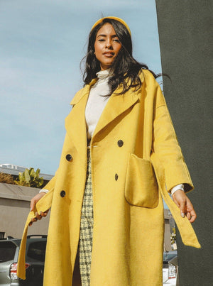 M.USE Clothing S / Yellow Serena Double Breasted Trench Coat | M.USE