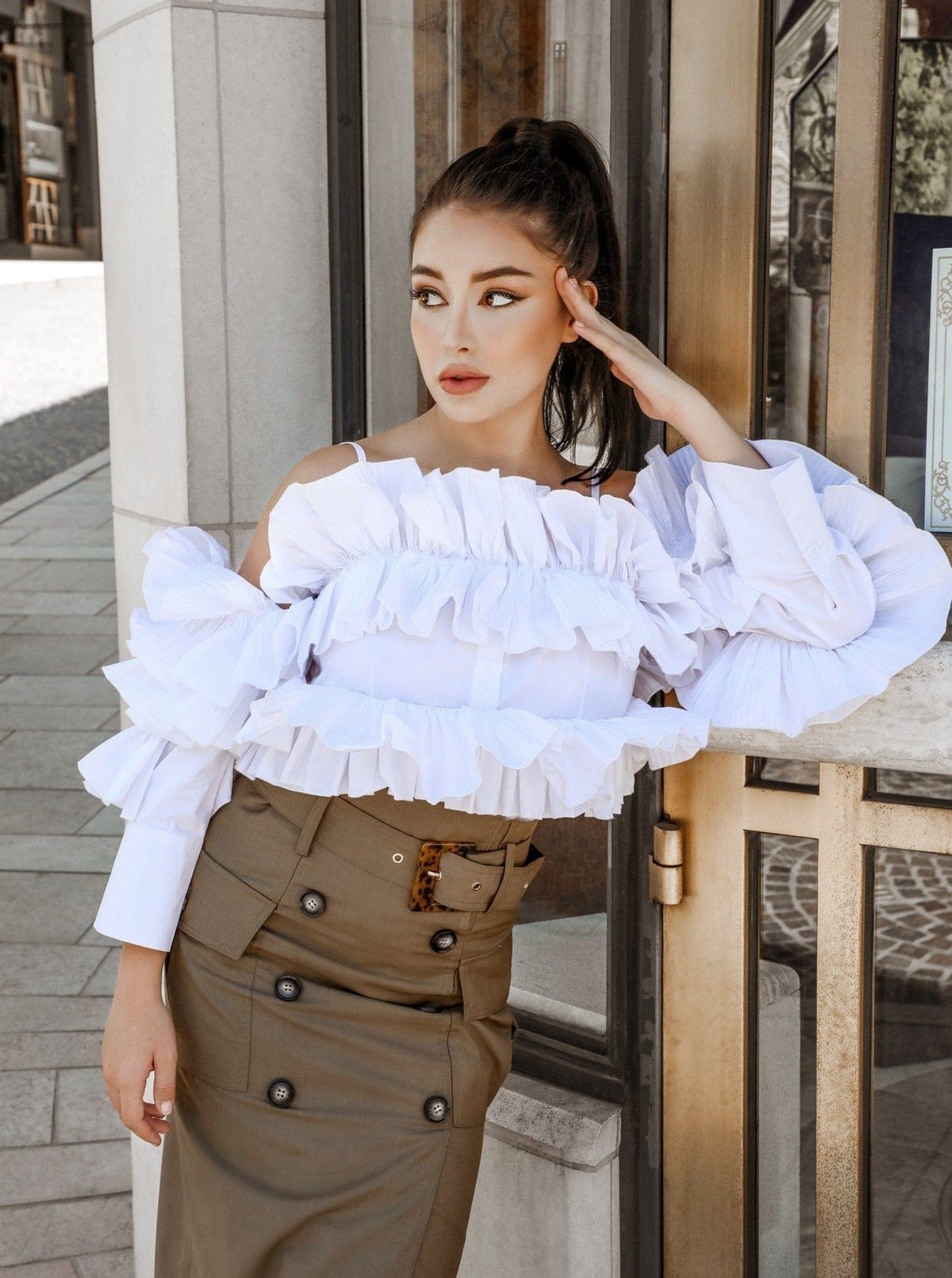 M.USE Women's Blouse M.USE After Hours Ruffle Shirt