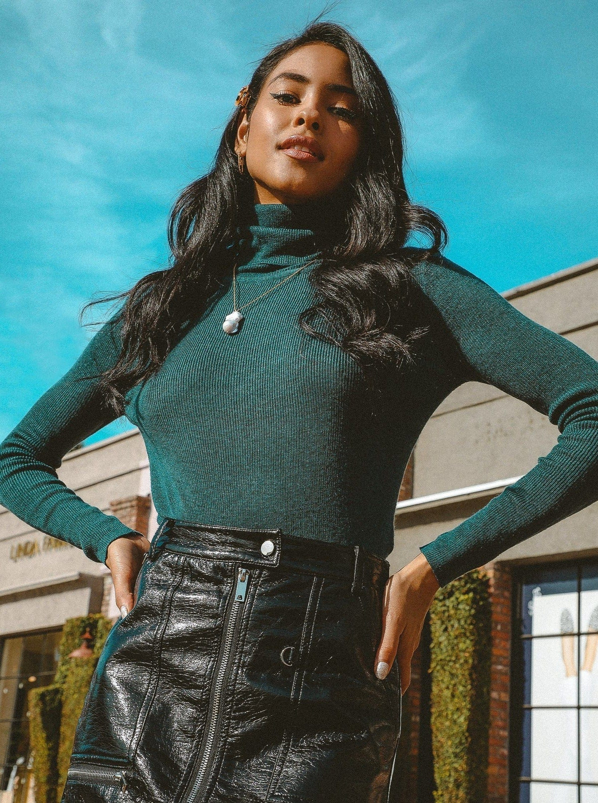 M.USE Women's Blouse S / Peacock Blue M.USE Geneva Turtleneck Wool Sweater