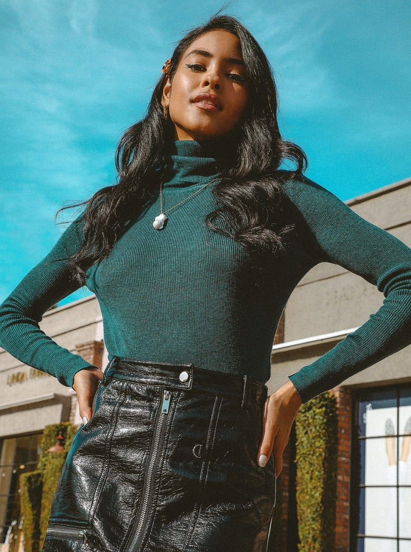 M.USE Women's Blouse S / Peacock Blue M.USE Geneva Turtleneck Wool Sweater