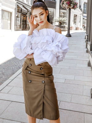 M.USE Women's Skirt M.USE Buttoned Up in Style Midi Skirt
