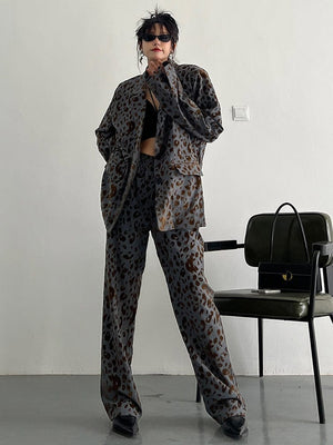 marigoldshadows Women's Blazer Panta Leopard Print Blazer