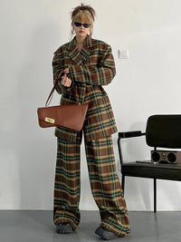 marigoldshadows Women's Blazer Teruma Oversized Plaid Coat