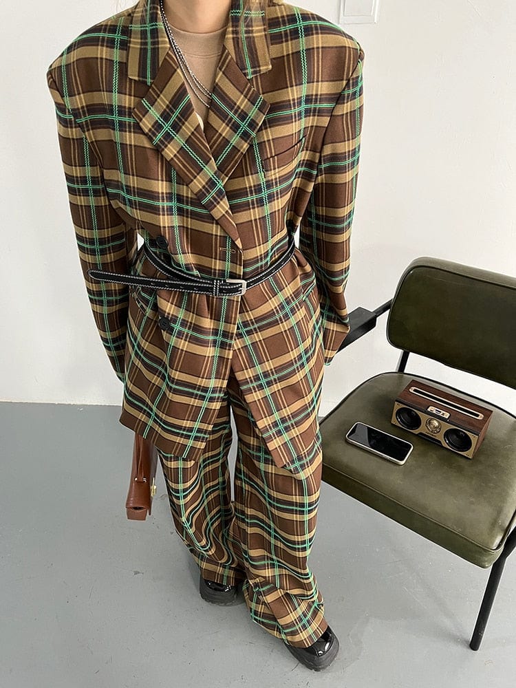 marigoldshadows Women's Blazer Teruma Oversized Plaid Coat