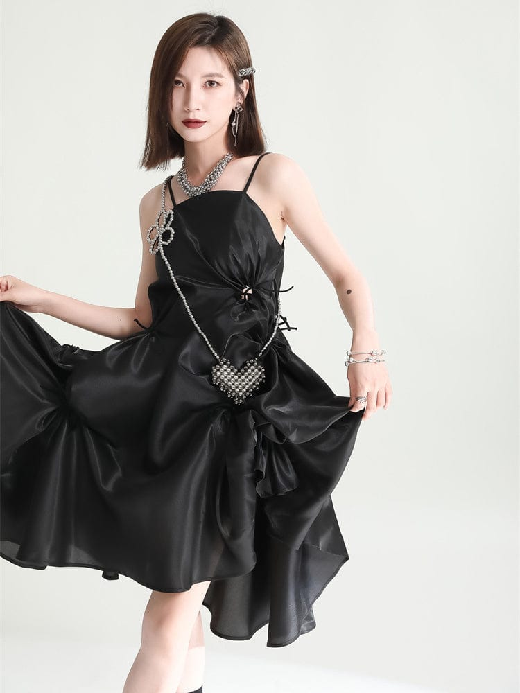 marigoldshadows Women's Dress Amida Pillowy Spaghetti Strap Dress - Black