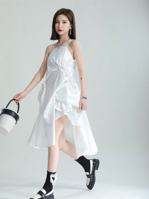 marigoldshadows Women's Dress Amida Pillowy Spaghetti Strap Dress - White