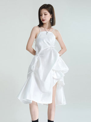 marigoldshadows Women's Dress Amida Pillowy Spaghetti Strap Dress - White