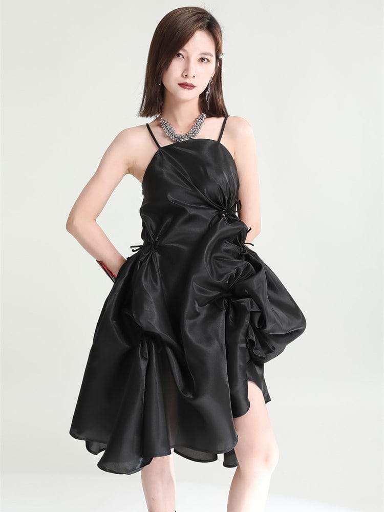marigoldshadows Women's Dress S Amida Pillowy Spaghetti Strap Dress - Black