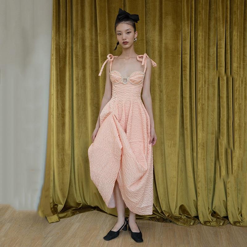 marigoldshadows Women's Dress S / Peach Tsukiya Pleated Sleeveless Irregular Dress