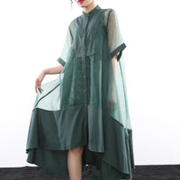 Marigoldshadows Women's Fashion - Women's Clothing - Dress - Half-Sleeve Dress Green / OS Koharu Irregular Shirt Dress | Marigoldshadows