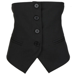 Marigoldshadows Women's Fashion - Women's Clothing - Jackets & Coats - Vests & Waistcoats Akino Button Waist Vest | Marigoldshadows