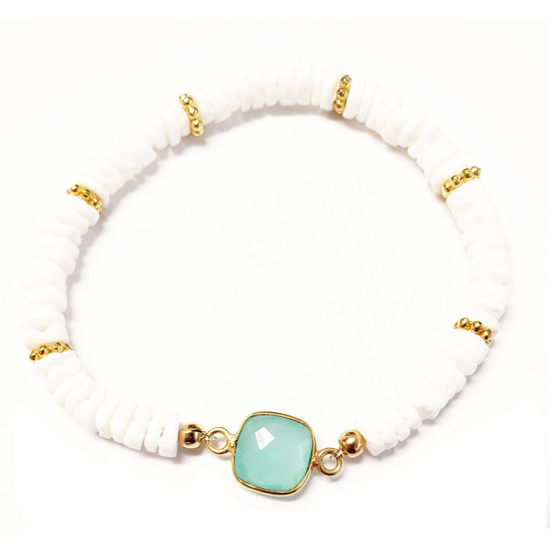 MINU Jewels Bracelet Women's Verde White Shell, Green Chalcedony & Gold Bracelet | MINU
