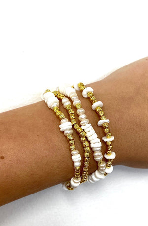 MINU Jewels Bracelet Women's White Shell Pearls & Gold Plated Accents Desert Bracelets | MINU