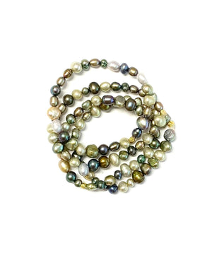 MINU Jewels Bracelets Default Title / OS MINU Jewels Akhdar Pearl Bracelets - Set of 4 in Green Pearls and Gold-Plated Accents